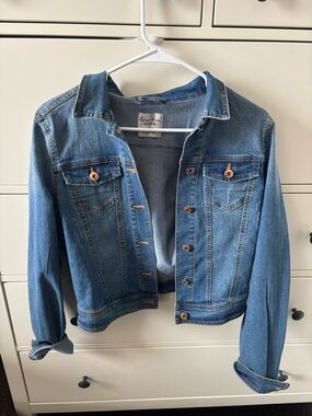 Love Tree Medium Blue Denim Jacket with Chest Pockets